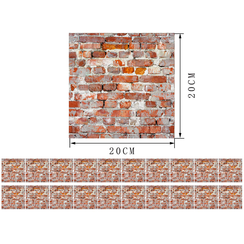 Rustic Aged Brick Look Wallpaper Panel Set Red-Brown Bedroom Wall Art, 8.6-sq ft, Self Sticking Clearhalo 'Country wall decor' 'Rustic' 'Wallpaper' Wall Decor' 1501197