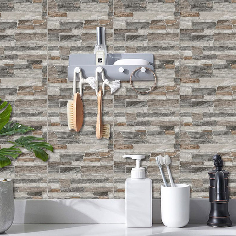 Grey Stone Wallpaper Panels Adhesive Rural Restaurant Wall Covering, 8' L x 8" W Grey Clearhalo 'Country wall decor' 'Rustic' 'Wallpaper' Wall Decor' 1501198