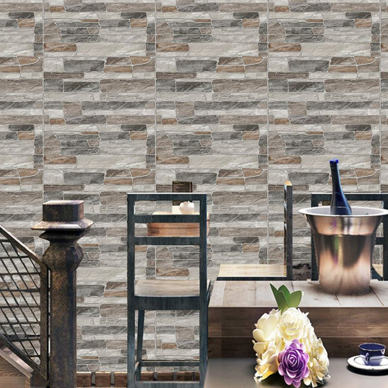 Grey Stone Wallpaper Panels Adhesive Rural Restaurant Wall Covering, 8' L x 8" W Clearhalo 'Country wall decor' 'Rustic' 'Wallpaper' Wall Decor' 1501199