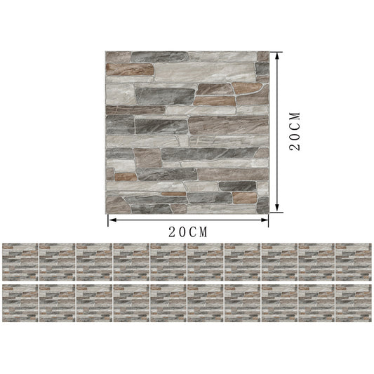 Grey Stone Wallpaper Panels Adhesive Rural Restaurant Wall Covering, 8' L x 8" W Clearhalo 'Country wall decor' 'Rustic' 'Wallpaper' Wall Decor' 1501202