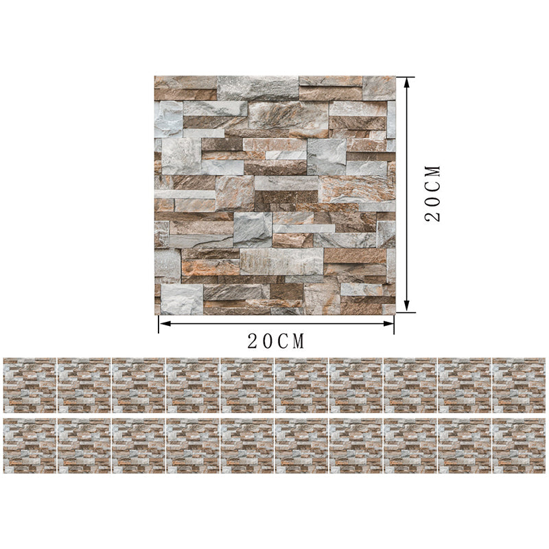 Country Marble Rock Stick Wallpaper Panel for Washroom 8' x 8" Wall Decor in Brown Clearhalo 'Country wall decor' 'Rustic' 'Wallpaper' Wall Decor' 1501207