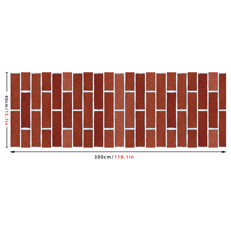 Clean Brick Peel Off Wallpaper Roll for Kitchen Bar, Red, 10' L x 15.7" W, 1 Piece Clearhalo 'Country wall decor' 'Rustic' 'Wallpaper' Wall Decor' 1501212