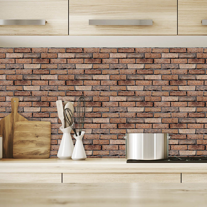 Brown Brick Self Adhesive Wallpaper Construction Rustic Removable Wall Art for Kitchen Brown Clearhalo 'Country wall decor' 'Rustic' 'Wallpaper' Wall Decor' 1501221
