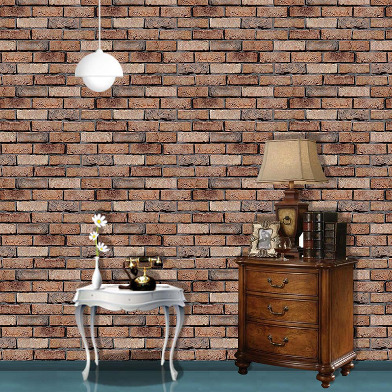 Brown Brick Self Adhesive Wallpaper Construction Rustic Removable Wall Art for Kitchen Clearhalo 'Country wall decor' 'Rustic' 'Wallpaper' Wall Decor' 1501222
