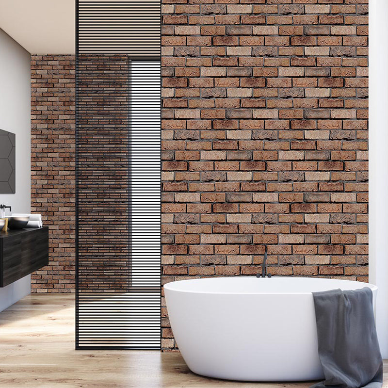 Brown Brick Self Adhesive Wallpaper Construction Rustic Removable Wall Art for Kitchen Clearhalo 'Country wall decor' 'Rustic' 'Wallpaper' Wall Decor' 1501223