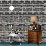 PVC Grey Wallpaper Roll Rural Brick Effect Wall Covering, 12.9-sq ft, Peel and Stick Clearhalo 'Country wall decor' 'Rustic' 'Wallpaper' Wall Decor' 1501227