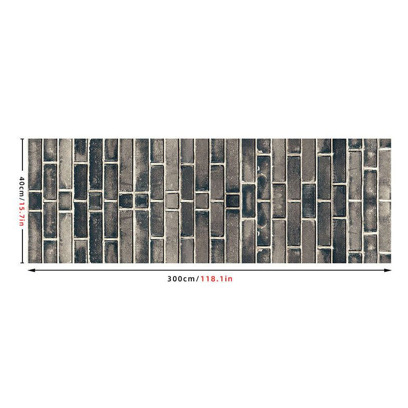 PVC Grey Wallpaper Roll Rural Brick Effect Wall Covering, 12.9-sq ft, Peel and Stick Clearhalo 'Country wall decor' 'Rustic' 'Wallpaper' Wall Decor' 1501230