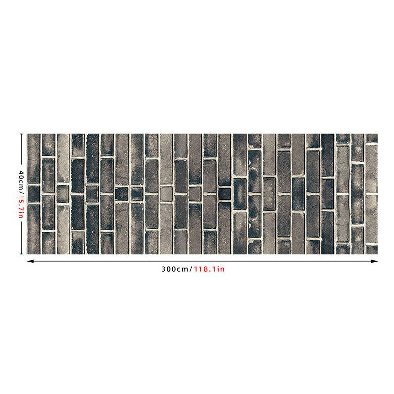 PVC Grey Wallpaper Roll Rural Brick Effect Wall Covering, 12.9-sq ft, Peel and Stick Clearhalo 'Country wall decor' 'Rustic' 'Wallpaper' Wall Decor' 1501230