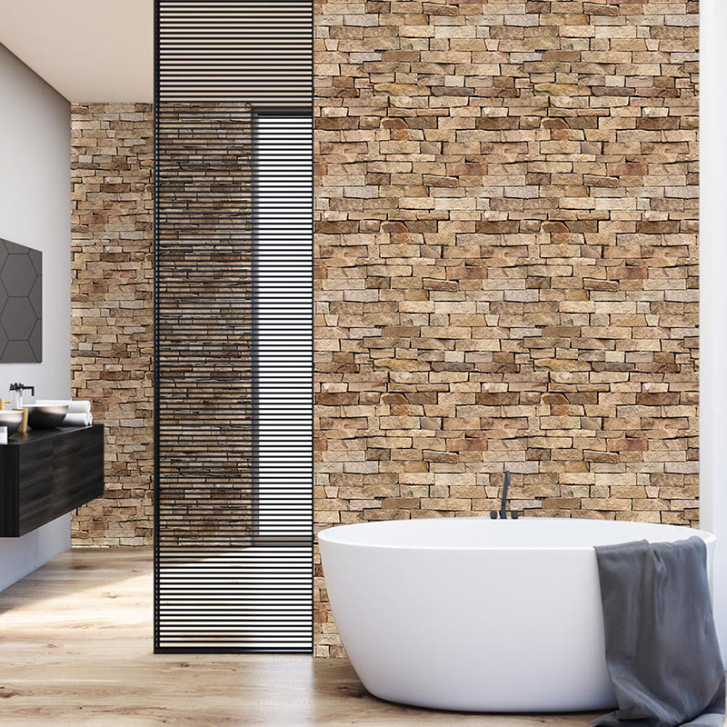 Country Style Brick Wallpaper Roll Dark Color Self Sticking Wall Decor for Bathroom Clearhalo 'Country wall decor' 'Rustic' 'Wallpaper' Wall Decor' 1501233