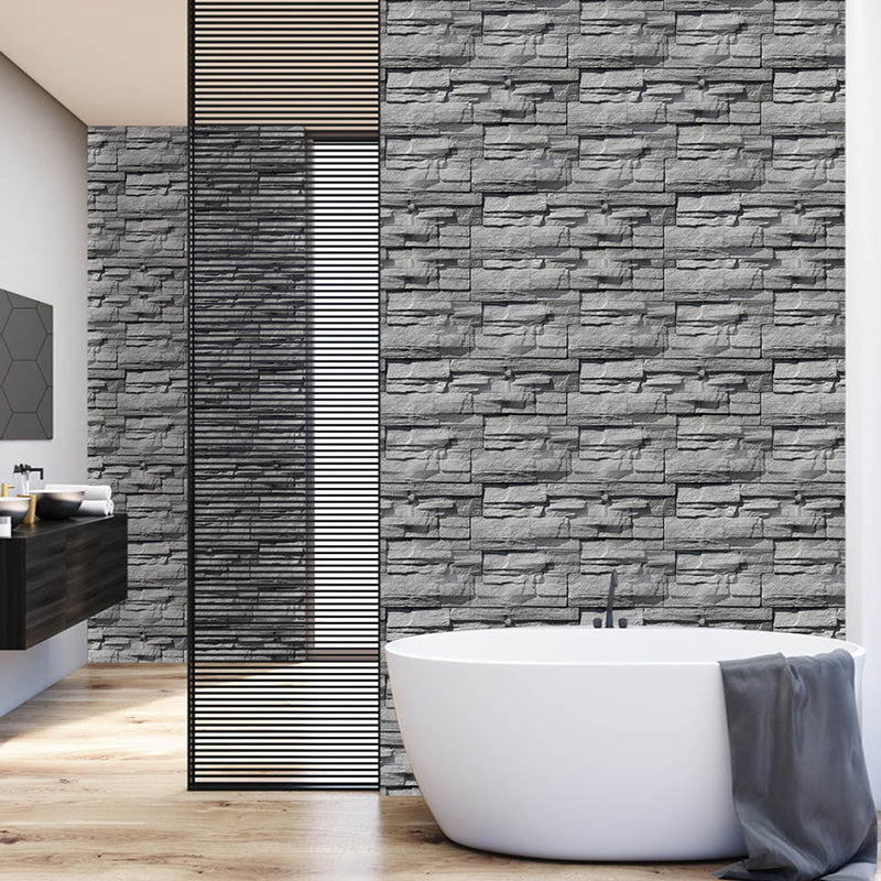 Country Style Brick Wallpaper Roll Dark Color Self Sticking Wall Decor for Bathroom Clearhalo 'Country wall decor' 'Rustic' 'Wallpaper' Wall Decor' 1501237