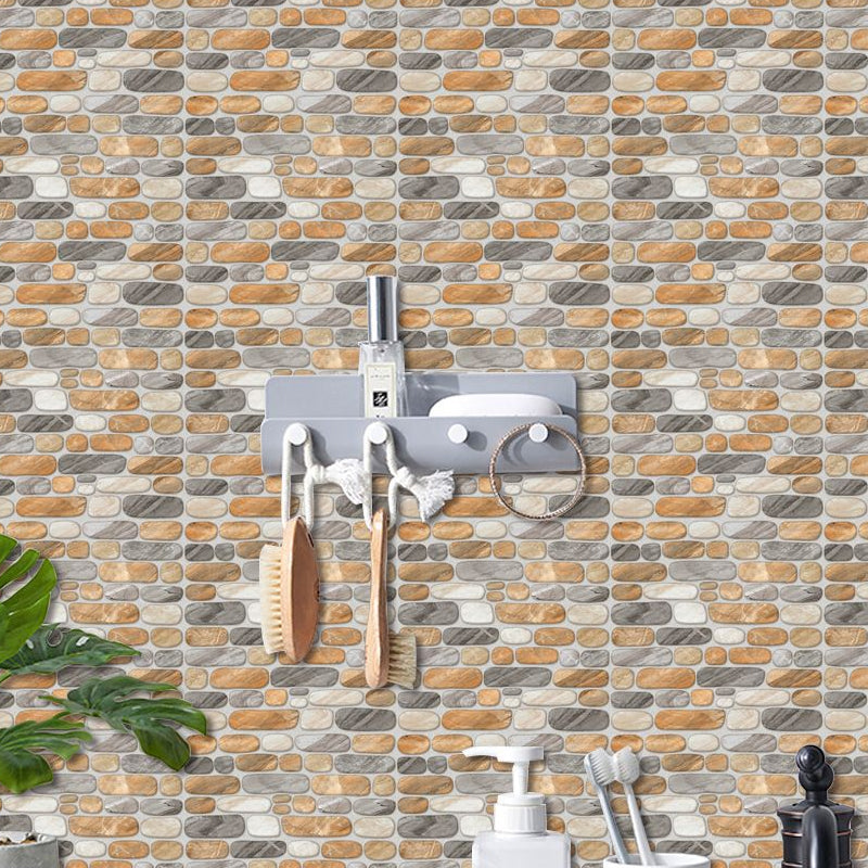 Cobble Wallpaper Panels Industrial Easy Peel off Kitchen Wall Decor, 8' L x 8" W Brown Clearhalo 'Industrial wall decor' 'Industrial' 'Wallpaper' Wall Decor' 1501251