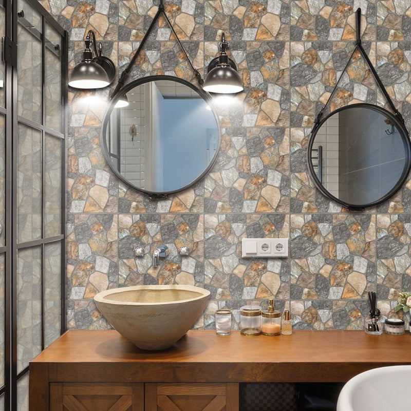 Irregular Stone Stick Wallpaper Panel for Bathroom Construction Wall Art, 8' x 8" Brown Clearhalo 'Industrial wall decor' 'Industrial' 'Wallpaper' Wall Decor' 1501255