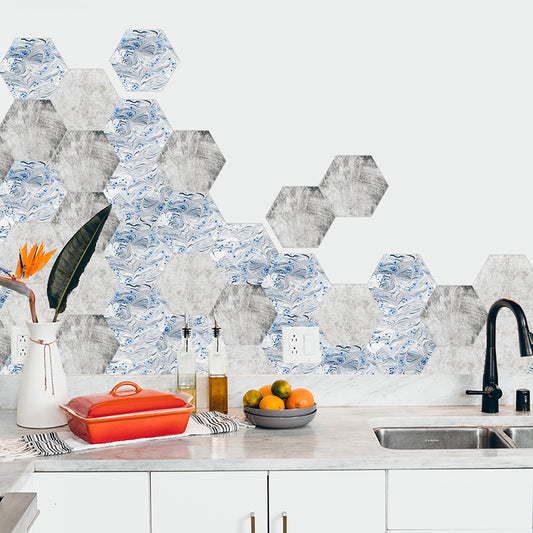 Modern Geometric Abstract Wallpapers Blue-White Peel and Stick Wall Decor for Kitchen Clearhalo 'Modern wall decor' 'Modern' 'Wallpaper' Wall Decor' 1501303