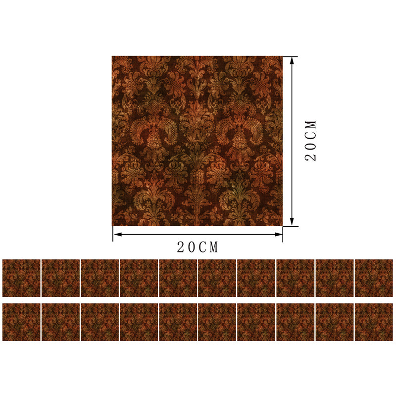 Retro Damask Pattern Wallpaper Panels Red Brown Self Sticking Wall Decor for Bedroom Clearhalo 'Vintage wall decor' 'Vintage' 'Wallpaper' Wall Decor' 1501313