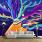 Purple Stag Wall Mural Decal Moisture Resistant Childrens Art Bedroom Wall Covering Clearhalo 'Wall Decor' 'Wall Mural' 1501322