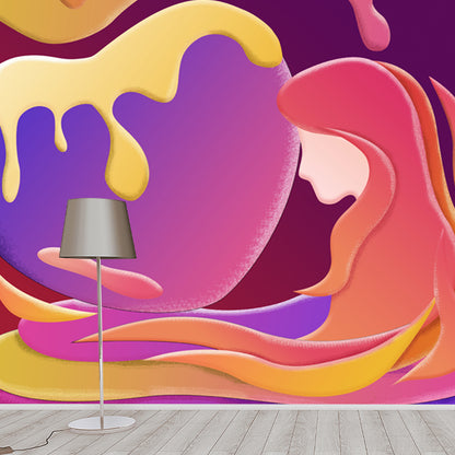 Orange Melting Mermaid Mural Wallpaper Waterproofing Wall Art for Living Room, Optional Size Orange Clearhalo 'Wall Decor' 'Wall Mural' 1501366