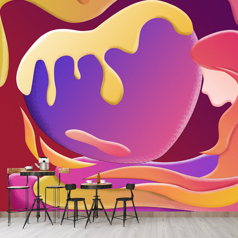 Orange Melting Mermaid Mural Wallpaper Waterproofing Wall Art for Living Room, Optional Size Clearhalo 'Wall Decor' 'Wall Mural' 1501367