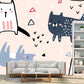 Nude Pink Cartoon Wall Mural Decal Full Size Cat Wall Covering for Childrens Bedroom Clearhalo 'Wall Decor' 'Wall Mural' 1501383
