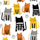 Kids Kitty Wall Paper Mural White Moisture Resistant Wall Art for Nursery, Custom Size Clearhalo 'Wall Decor' 'Wall Mural' 1501394