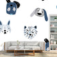 Cartoon Dog Head Wall Mural in Blue on White Waterproofing Wall Decor for Nursery Clearhalo 'Wall Decor' 'Wall Mural' 1501423