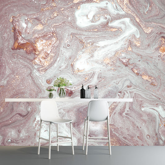Pink Flow Pattern Mural Decal Faux Texture Look Modern Stain Resistant Wall Art for Home Clearhalo 'Wall Decor' 'Wall Mural' 1501505