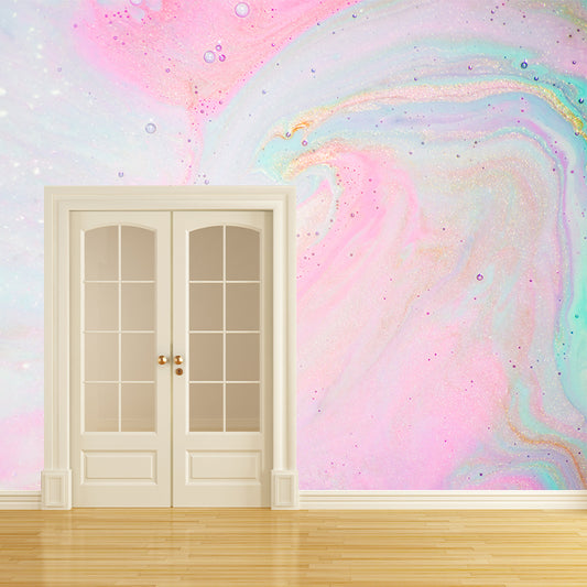 Water Resistant Bubbles Wall Mural Minimalist Non-Woven Cloth Wall Art, Custom Made Clearhalo 'Wall Decor' 'Wall Mural' 1501526