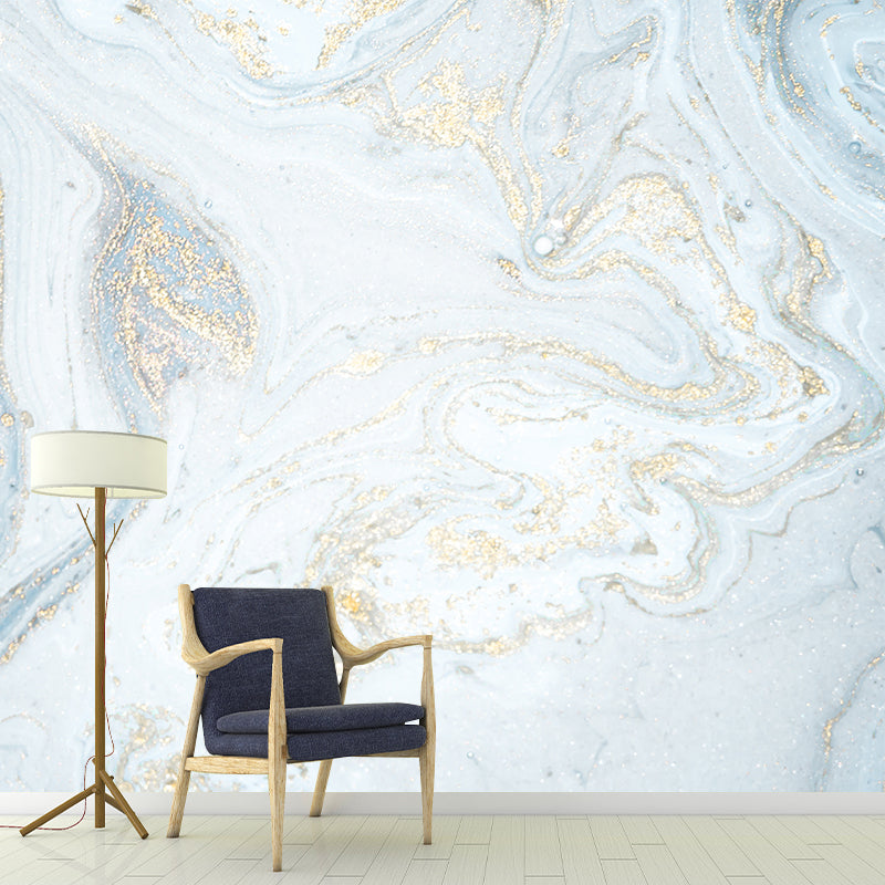 Light Blue Magma Flow Mural Decal Stain Resistant Minimalistic Bedroom Wall Art, Made to Measure Light Blue Clearhalo 'Wall Decor' 'Wall Mural' 1501554