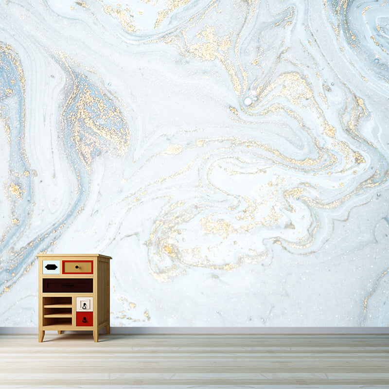 Light Blue Magma Flow Mural Decal Stain Resistant Minimalistic Bedroom Wall Art, Made to Measure Clearhalo 'Wall Decor' 'Wall Mural' 1501555