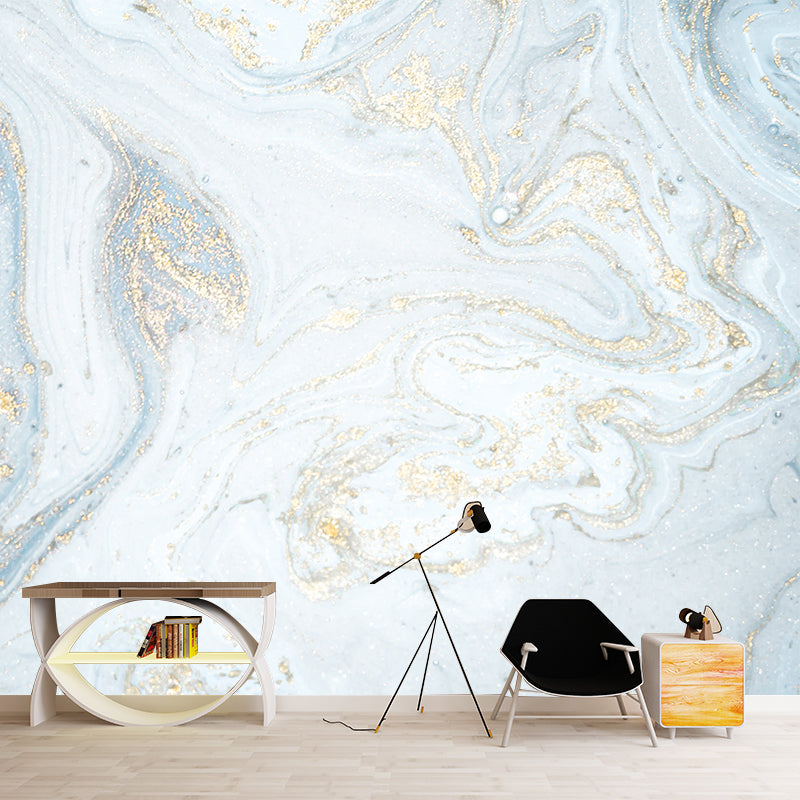 Light Blue Magma Flow Mural Decal Stain Resistant Minimalistic Bedroom Wall Art, Made to Measure Clearhalo 'Wall Decor' 'Wall Mural' 1501556