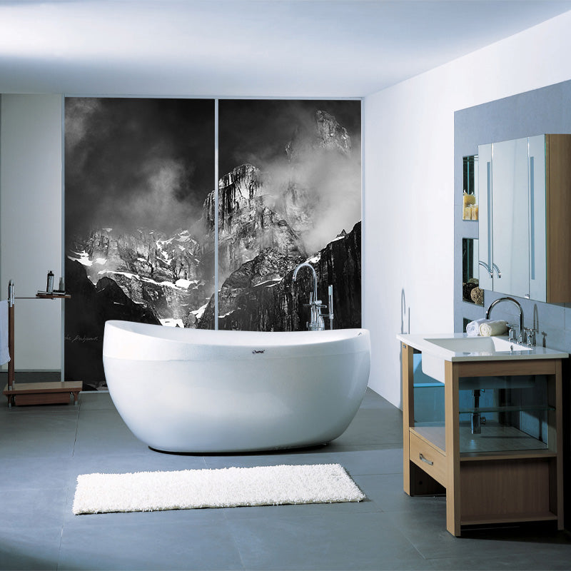 Misty Snow Mountain Wall Mural for Living Room Scenery Wall Art, Custom Size Available Clearhalo 'Wall Decor' 'Wall Mural' 1501570