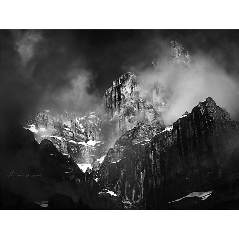 Misty Snow Mountain Wall Mural for Living Room Scenery Wall Art, Custom Size Available Clearhalo 'Wall Decor' 'Wall Mural' 1501572