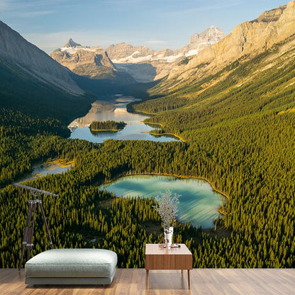 Custom Photography Modern Mural with Meadow Puddles Among Mountains Pattern, Blue-Green Blue-Green Clearhalo 'Wall Decor' 'Wall Mural' 1501599