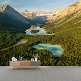 Custom Photography Modern Mural with Meadow Puddles Among Mountains Pattern, Blue-Green