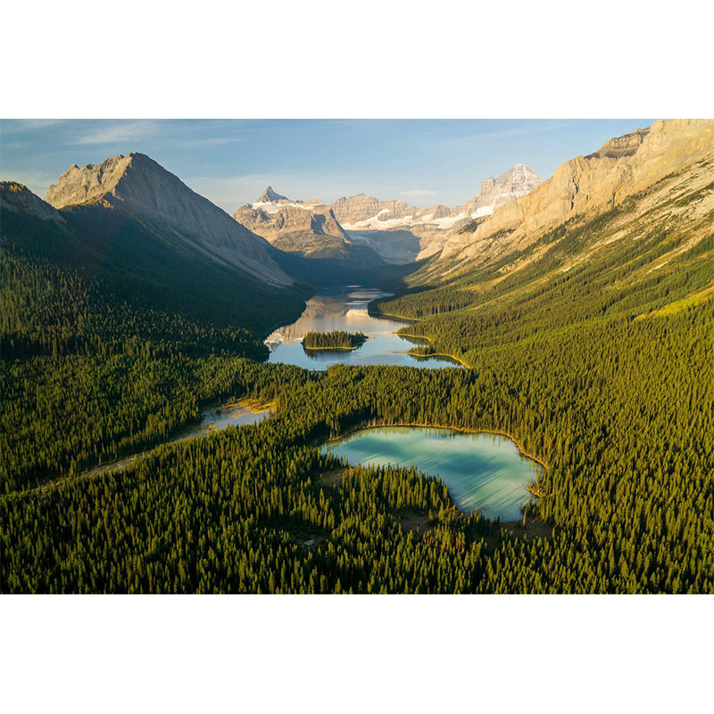 Custom Photography Modern Mural with Meadow Puddles Among Mountains Pattern, Blue-Green Clearhalo 'Wall Decor' 'Wall Mural' 1501602