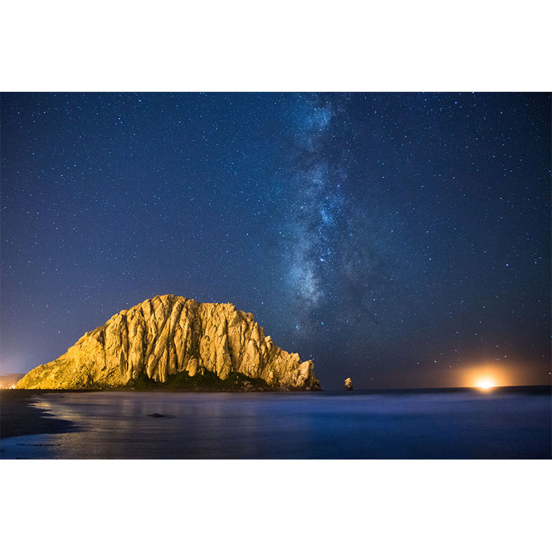 Full Size Landscape Wallpaper Mural for Home Lifeless-Mountain under Starry Sky Wall Decor in Blue-Brown, Waterproof Clearhalo 'Wall Decor' 'Wall Mural' 1501607
