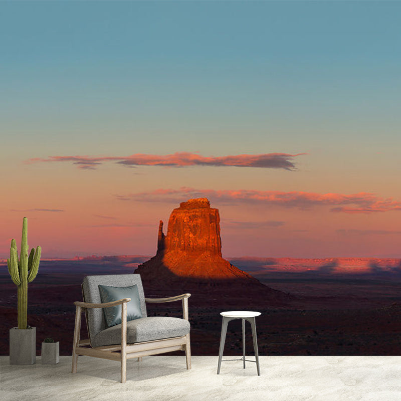 Photography Mountain Valley Mural for Accent Wall, Red-Blue, Personalized Size Available Clearhalo 'Wall Decor' 'Wall Mural' 1501610