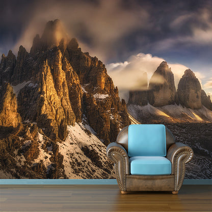 Brown Melting Snow Mountain Mural Waterproofing Modern Living Room Wall Covering Brown Clearhalo 'Wall Decor' 'Wall Mural' 1501614