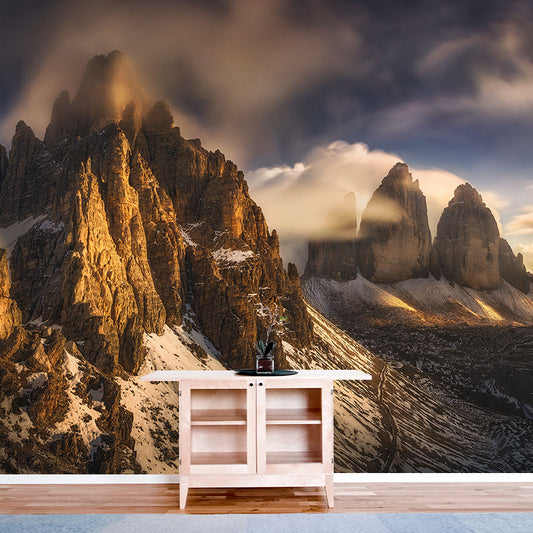 Brown Melting Snow Mountain Mural Waterproofing Modern Living Room Wall Covering Clearhalo 'Wall Decor' 'Wall Mural' 1501615