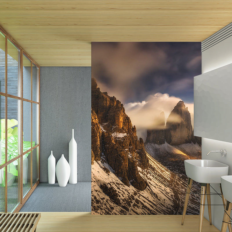 Brown Melting Snow Mountain Mural Waterproofing Modern Living Room Wall Covering Clearhalo 'Wall Decor' 'Wall Mural' 1501616