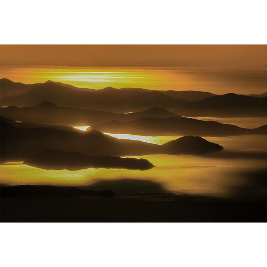 Non-Woven Washable Mural Modern River Mountain in the Evening Glow Wall Covering Clearhalo 'Wall Decor' 'Wall Mural' 1501627