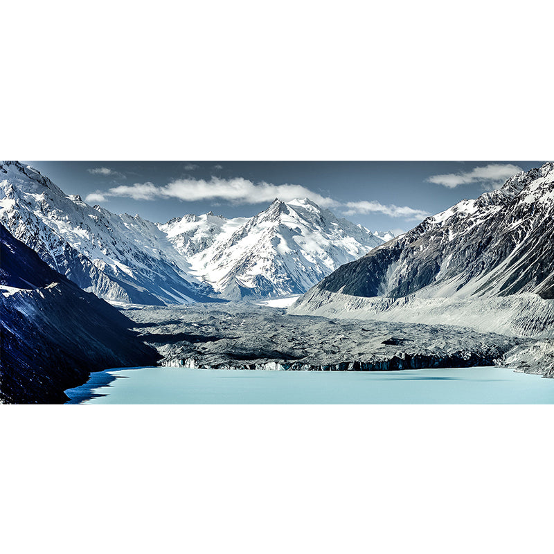 Modern Snow Mountain Scenery Mural Non-Woven Waterproof Grey-White Wall Art for Home Clearhalo 'Wall Decor' 'Wall Mural' 1501632