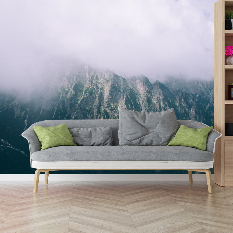 Foggy Mountain Wallpaper Mural Contemporary Waterproof Bedroom Wall Decor, Made to Measure Clearhalo 'Wall Decor' 'Wall Mural' 1501651