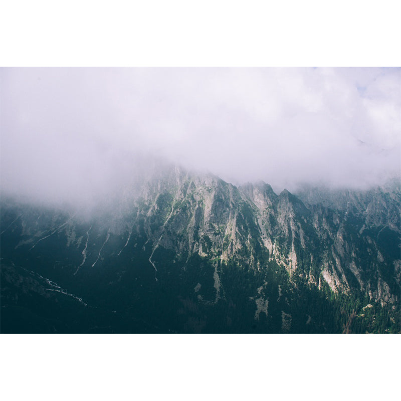 Foggy Mountain Wallpaper Mural Contemporary Waterproof Bedroom Wall Decor, Made to Measure Clearhalo 'Wall Decor' 'Wall Mural' 1501652