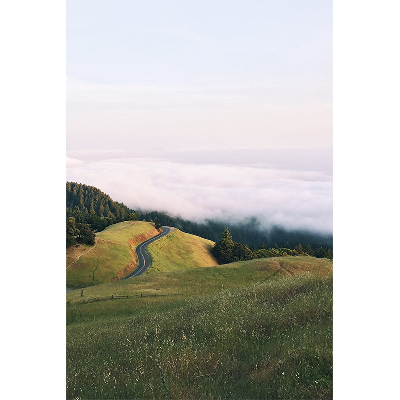 Green-White Modern Mural Decal Large Highway View from Meadow Wall Decor for Bedroom Clearhalo 'Wall Decor' 'Wall Mural' 1501667