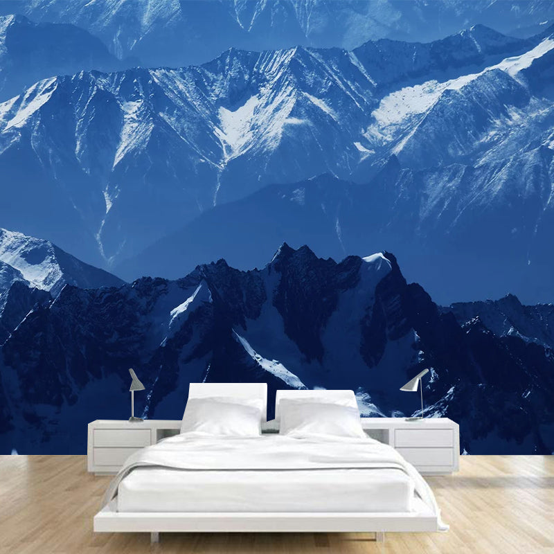 Blue Snow Mountain Mural Wallpaper Landscape Stain-Proof Modernist Wall Decor for Home Clearhalo 'Wall Decor' 'Wall Mural' 1501681