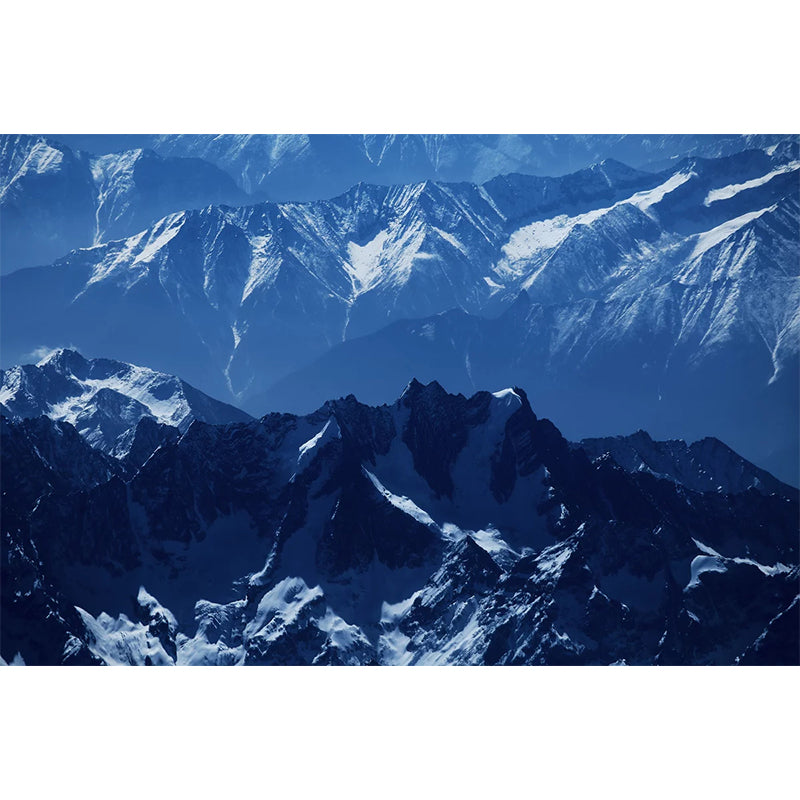 Blue Snow Mountain Mural Wallpaper Landscape Stain-Proof Modernist Wall Decor for Home Clearhalo 'Wall Decor' 'Wall Mural' 1501682