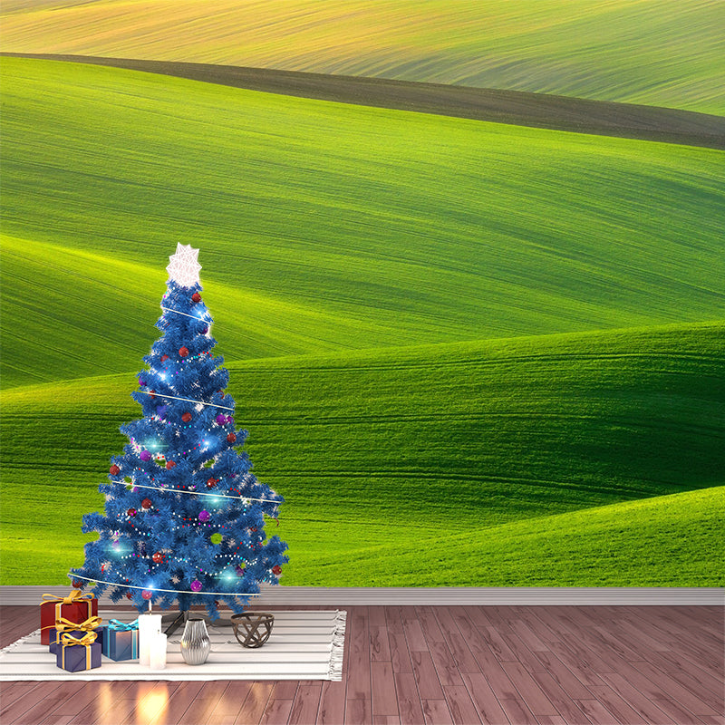 Green Hills Landscape Wall Mural Decal Washable Modern Home Gallery Wall Covering Green Clearhalo 'Wall Decor' 'Wall Mural' 1501704