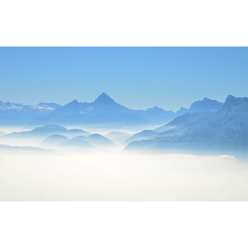 Large Hazy Mountains Mural Wallpaper Blue Non-Woven Cloth Wall Decor, Stain-Proof, Custom Print Clearhalo 'Wall Decor' 'Wall Mural' 1501807