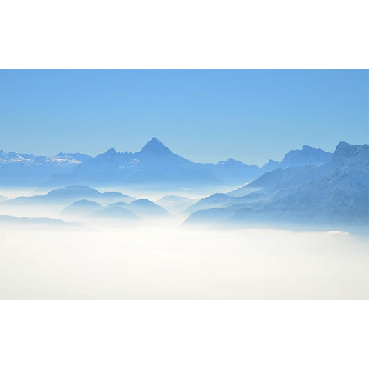 Large Hazy Mountains Mural Wallpaper Blue Non-Woven Cloth Wall Decor, Stain-Proof, Custom Print Clearhalo 'Wall Decor' 'Wall Mural' 1501807