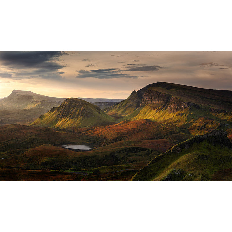 Morning Scenery The Quiraing Mural Modern Smooth Wall Covering in Brown for Bedroom Clearhalo 'Wall Decor' 'Wall Mural' 1501812